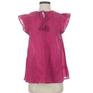 Emerson Fry Love Tomas Pink Swiss Dots Flutter Sleeve Organic cotton Top Size XS